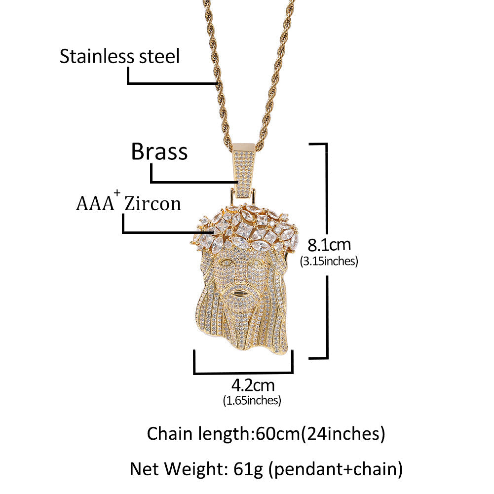 Hip Hop Iced Out CZ Jesus Piece Pendant Necklace by nowadaysfashion