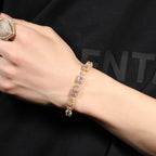Copper inlaid pink zircon hip-hop bracelet by nowadaysfashion