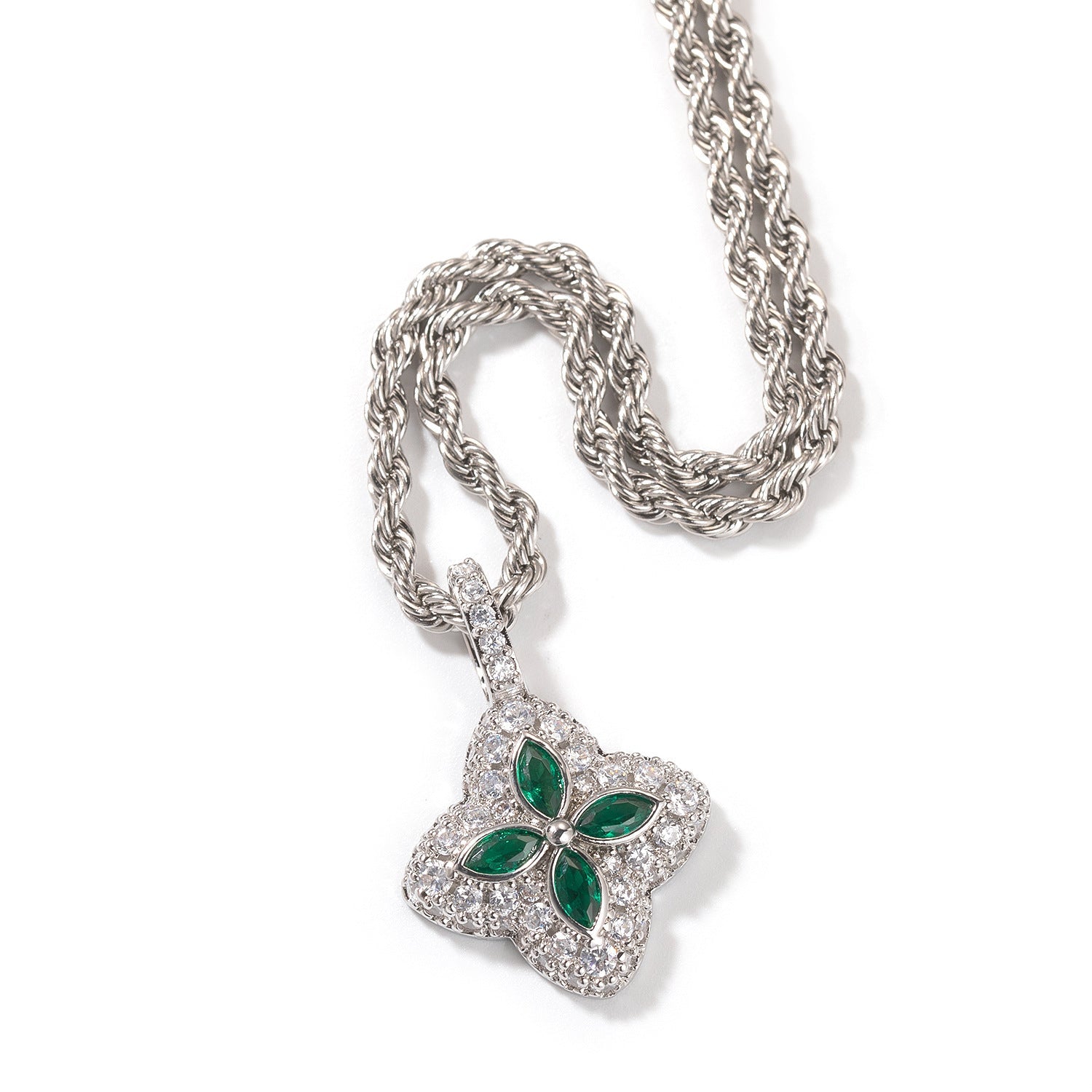 Cubic Zirconia Colorful Four-Leaf Clover Pendant by nowadaysfashion