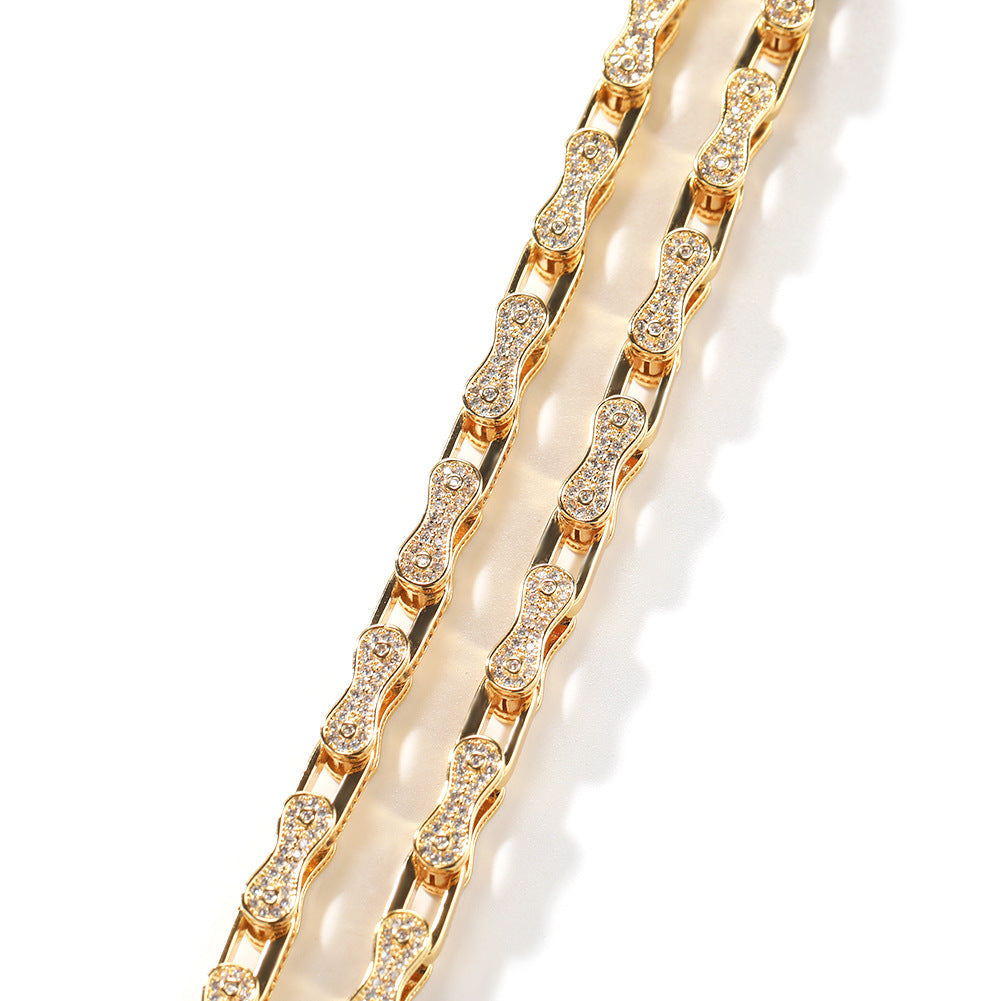 Hip Hop Rhinestone 5mm Bicycle Chain Necklace by nowadaysfashion
