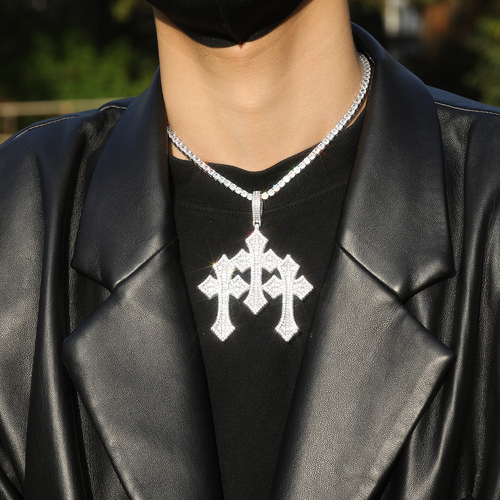 Retro Cross Square Zircon Inlay Necklace by nowadaysfashion
