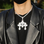 Retro Cross Square Zircon Inlay Necklace by nowadaysfashion