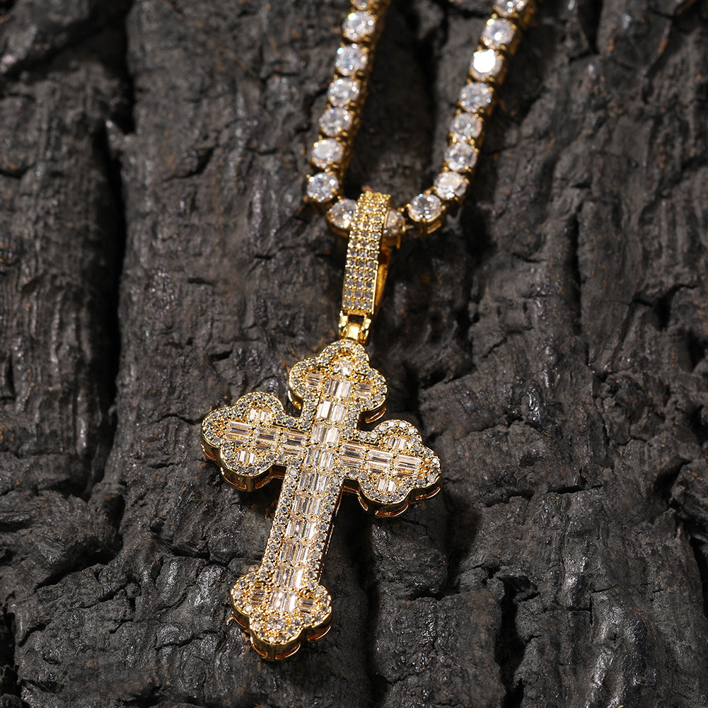 Hip-hop large diamond-encrusted cloud cross pendant by nowadaysfashion