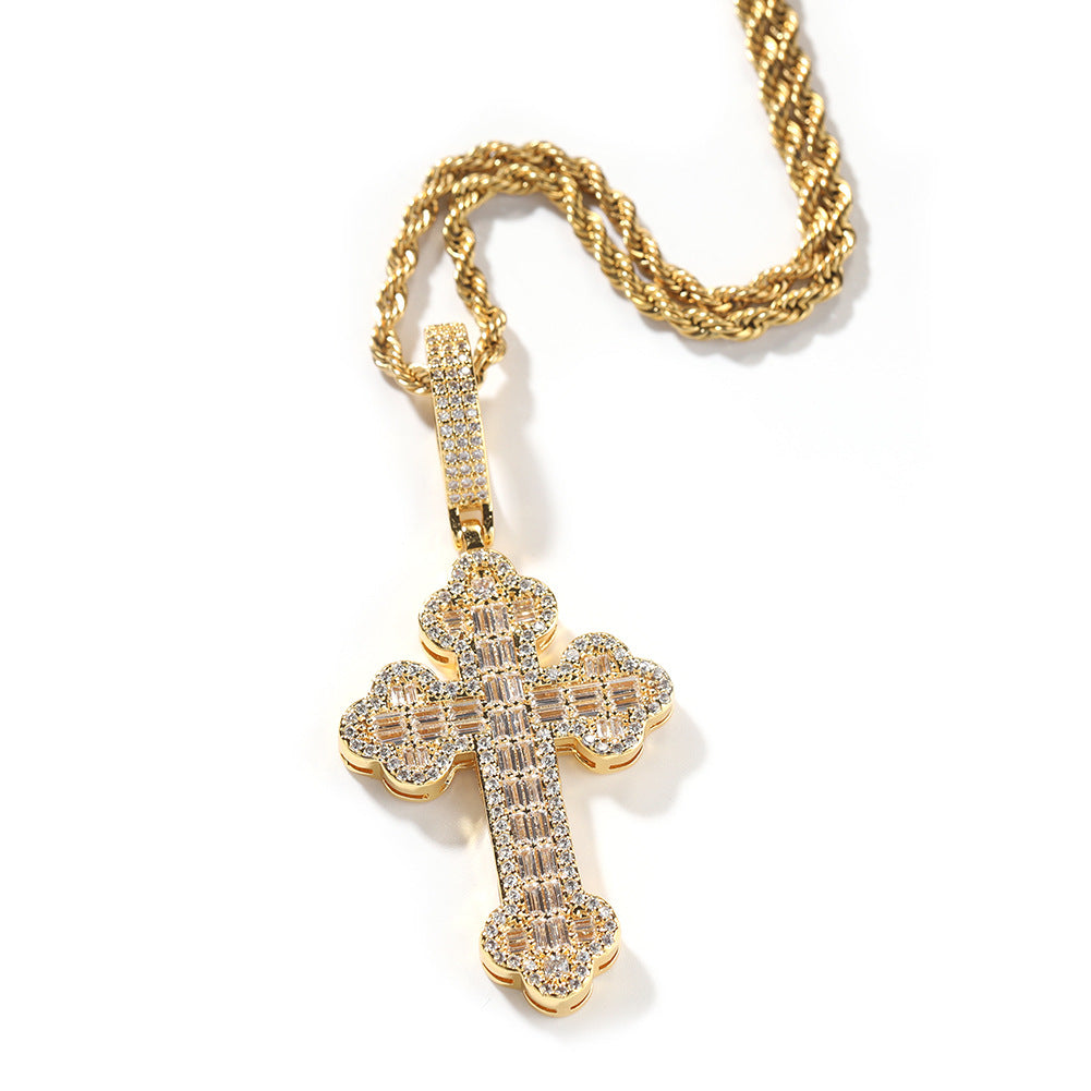 Hip-hop large diamond-encrusted cloud cross pendant by nowadaysfashion