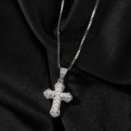 Gold-plated, diamond-encrusted mini cross necklace by nowadaysfashion