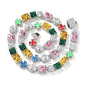 Hip-hop necklace with colorful zircon inlays and a square cross by nowadaysfashion