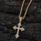 Hip-Hop Diamond-Encrusted Zircon Cross Necklace by nowadaysfashion