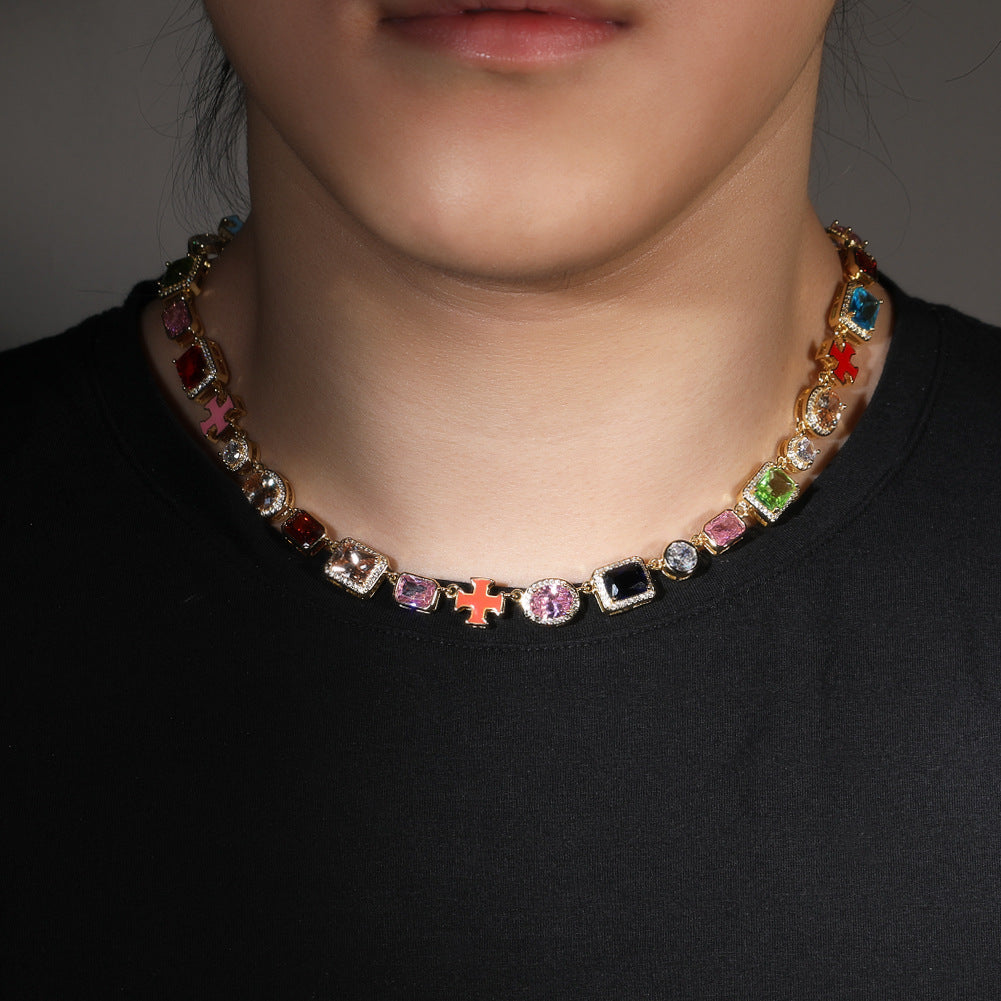 Exquisite diamond-encrusted colored gemstone bracelet and necklace by nowadaysfashion