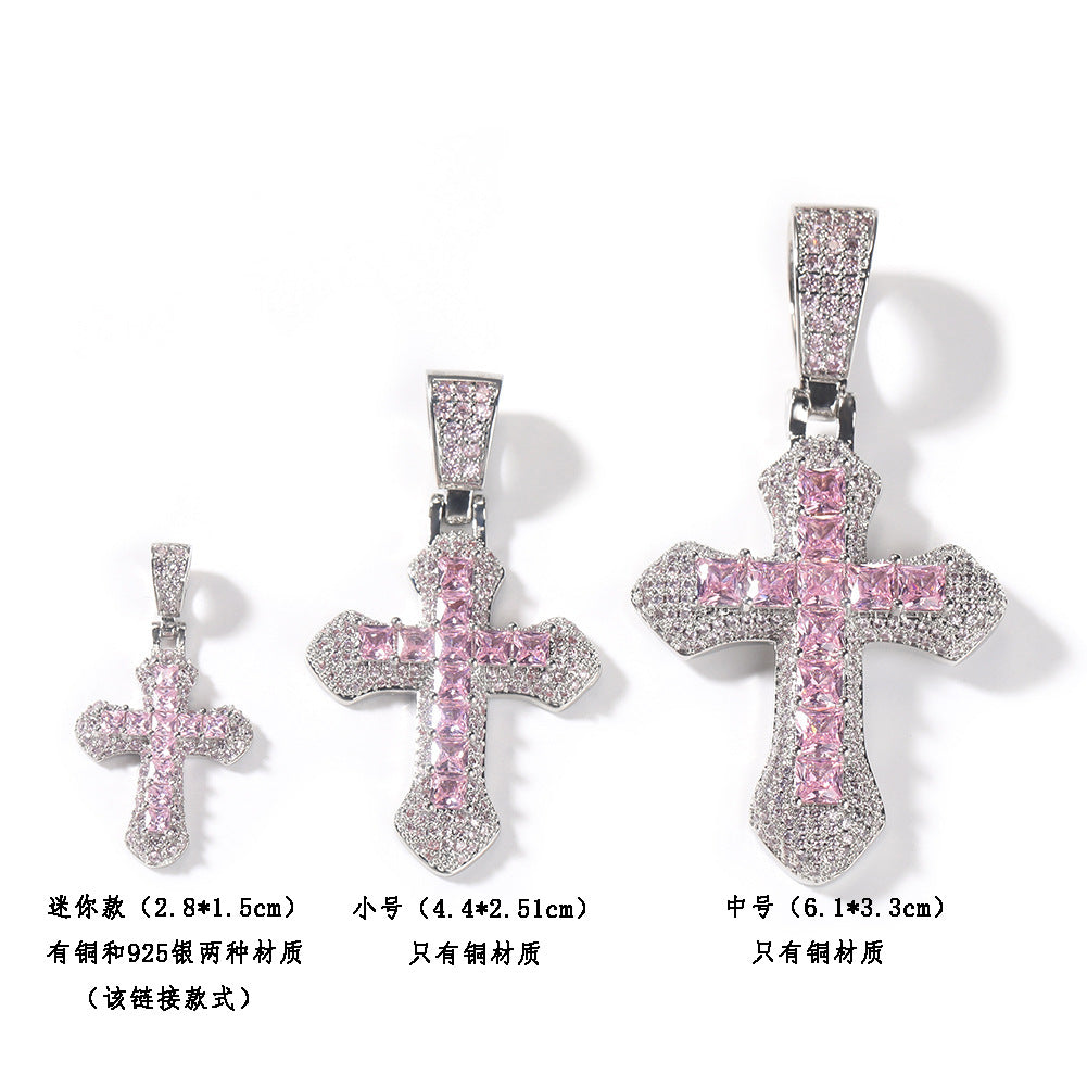 Gold-plated, diamond-encrusted mini cross necklace by nowadaysfashion