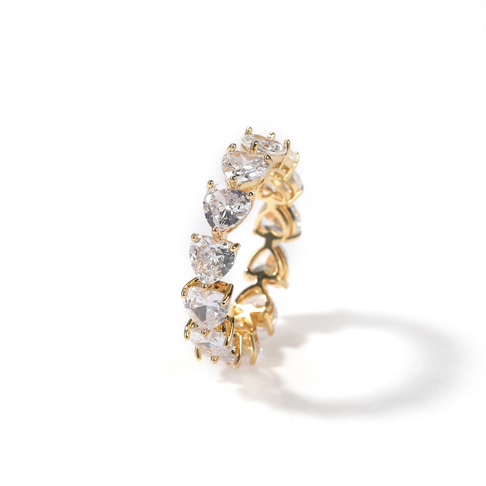 Hip-hop single-row heart-shaped zircon rings by nowadaysfashion