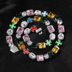Hip-hop necklace with colorful zircon inlays and a square cross by nowadaysfashion