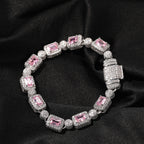Copper inlaid pink zircon hip-hop bracelet by nowadaysfashion