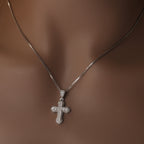 Gold-plated, diamond-encrusted mini cross necklace by nowadaysfashion