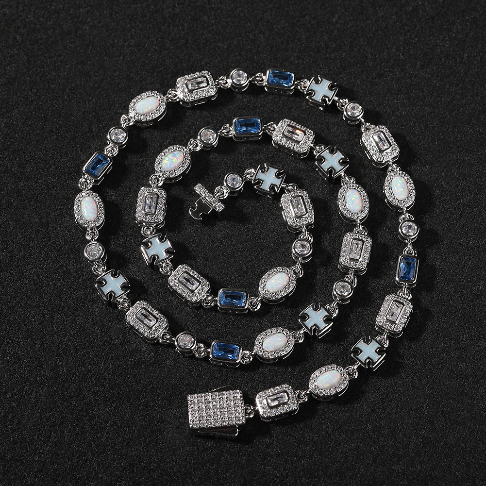 6mm blue colored gemstone bracelet with diamonds by nowadaysfashion
