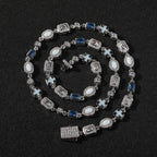 6mm blue colored gemstone bracelet with diamonds by nowadaysfashion