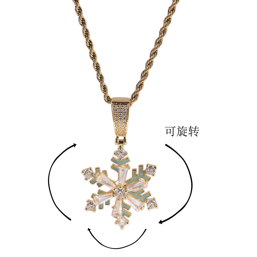 Winter rotating snowflake luminous oil drop pendant by nowadaysfashion