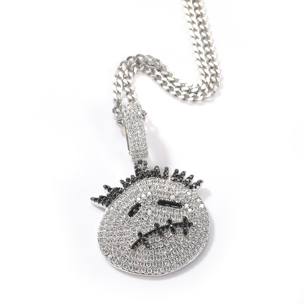 Hip-hop cartoon zircon spiky-head avatar necklace by nowadaysfashion
