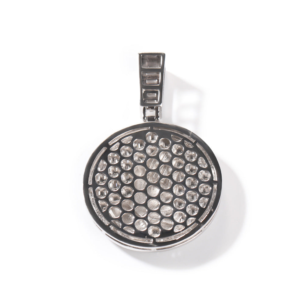 Hip-hop round disc zircon-encrusted praying hands pendant by nowadaysfashion