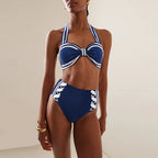 Swimsuit Navy Halter One Piece Swimsuit Set Women by Bella Mia