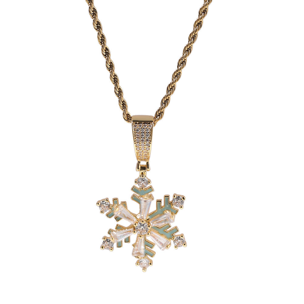 Winter rotating snowflake luminous oil drop pendant by nowadaysfashion