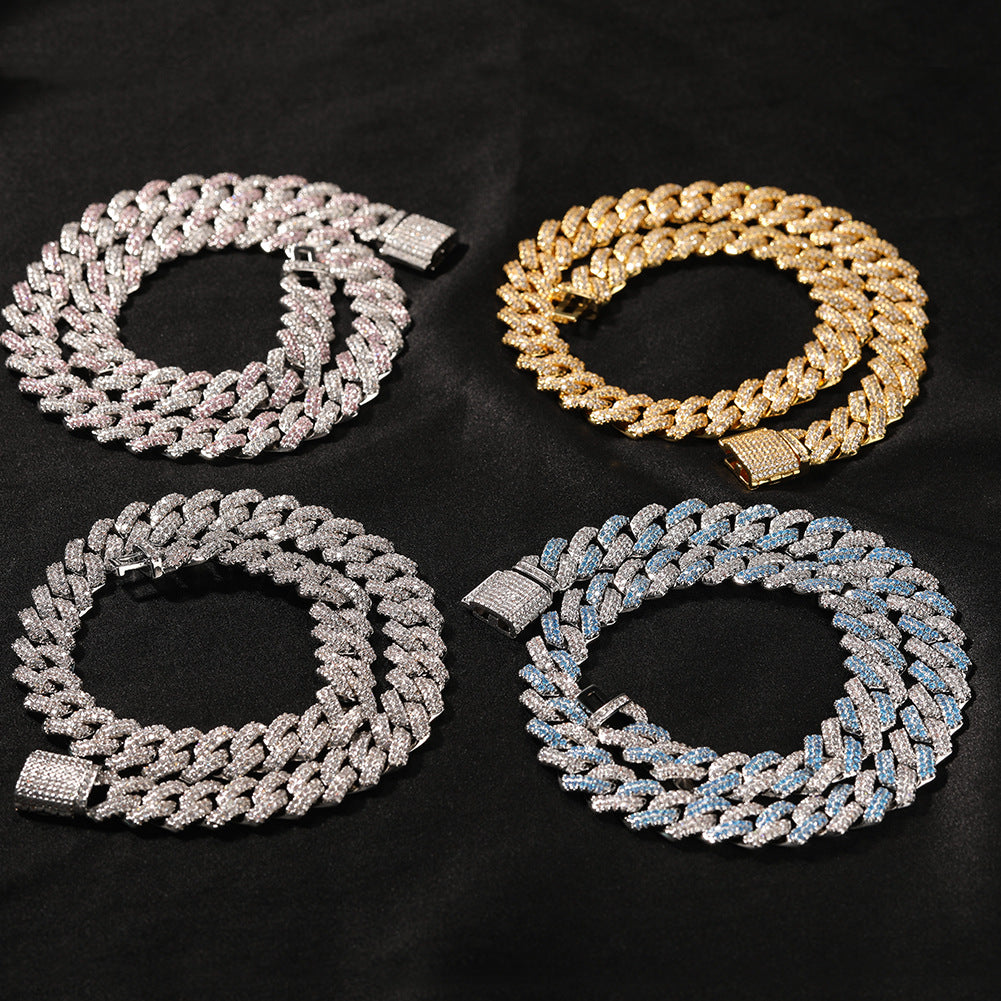 Hip-hop bar-style Cuban zircon-encrusted necklace by nowadaysfashion