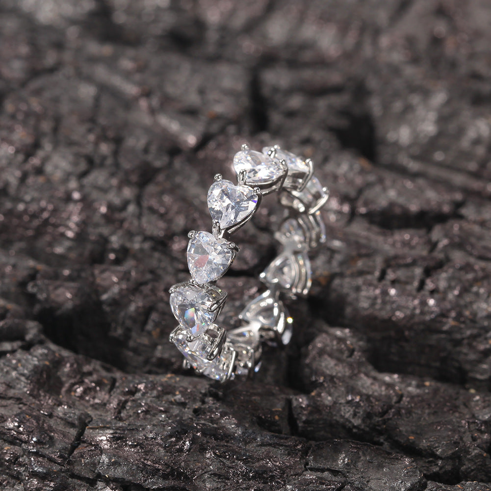 Hip-hop single-row heart-shaped zircon rings by nowadaysfashion
