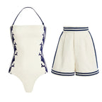 Swimsuit Navy Halter One Piece Swimsuit Set Women by Bella Mia