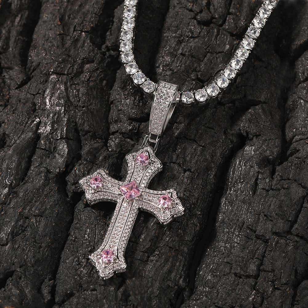 Hip-hop cross-shaped diamond Cubic Zirconia necklace by nowadaysfashion