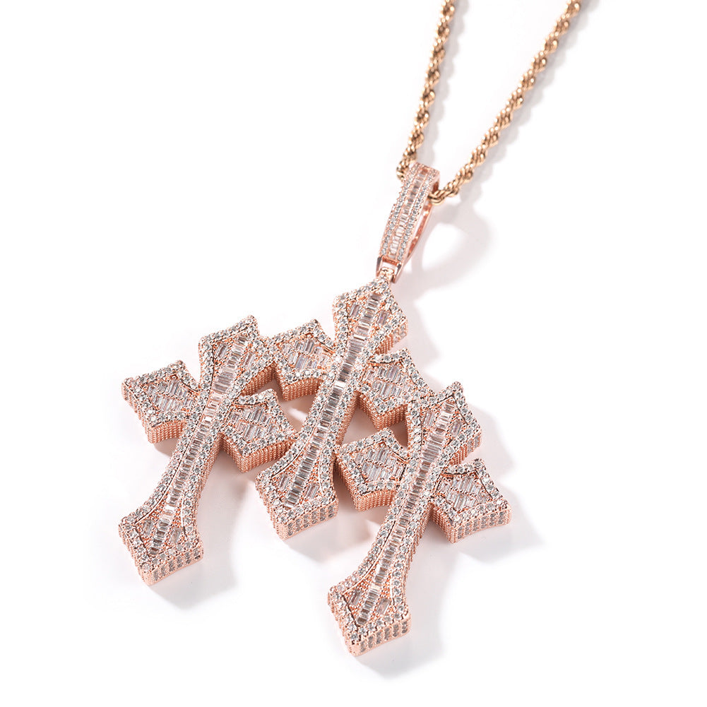 Retro Cross Square Zircon Inlay Necklace by nowadaysfashion