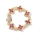 Hip-hop zircon colored infinite four-leaf clover bracelet by nowadaysfashion