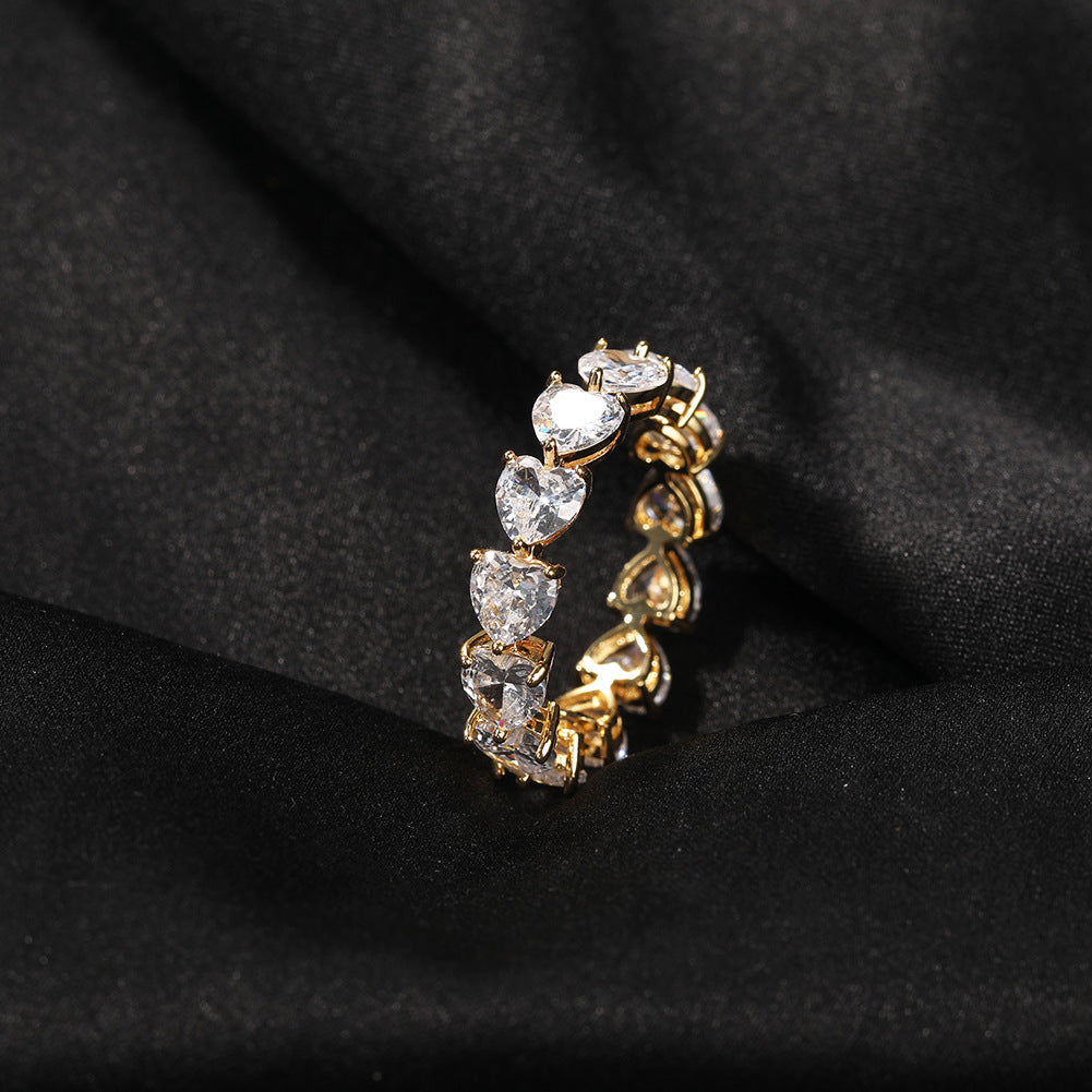 Hip-hop single-row heart-shaped zircon rings by nowadaysfashion