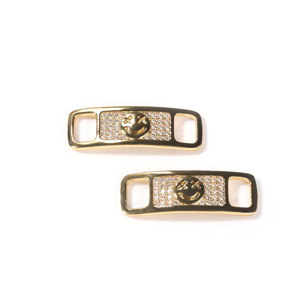 Hip-hop zircon cross smiling face broken heart shoe buckle by nowadaysfashion