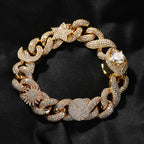 Hip-hop zircon-encrusted sun, star and eye necklace by nowadaysfashion