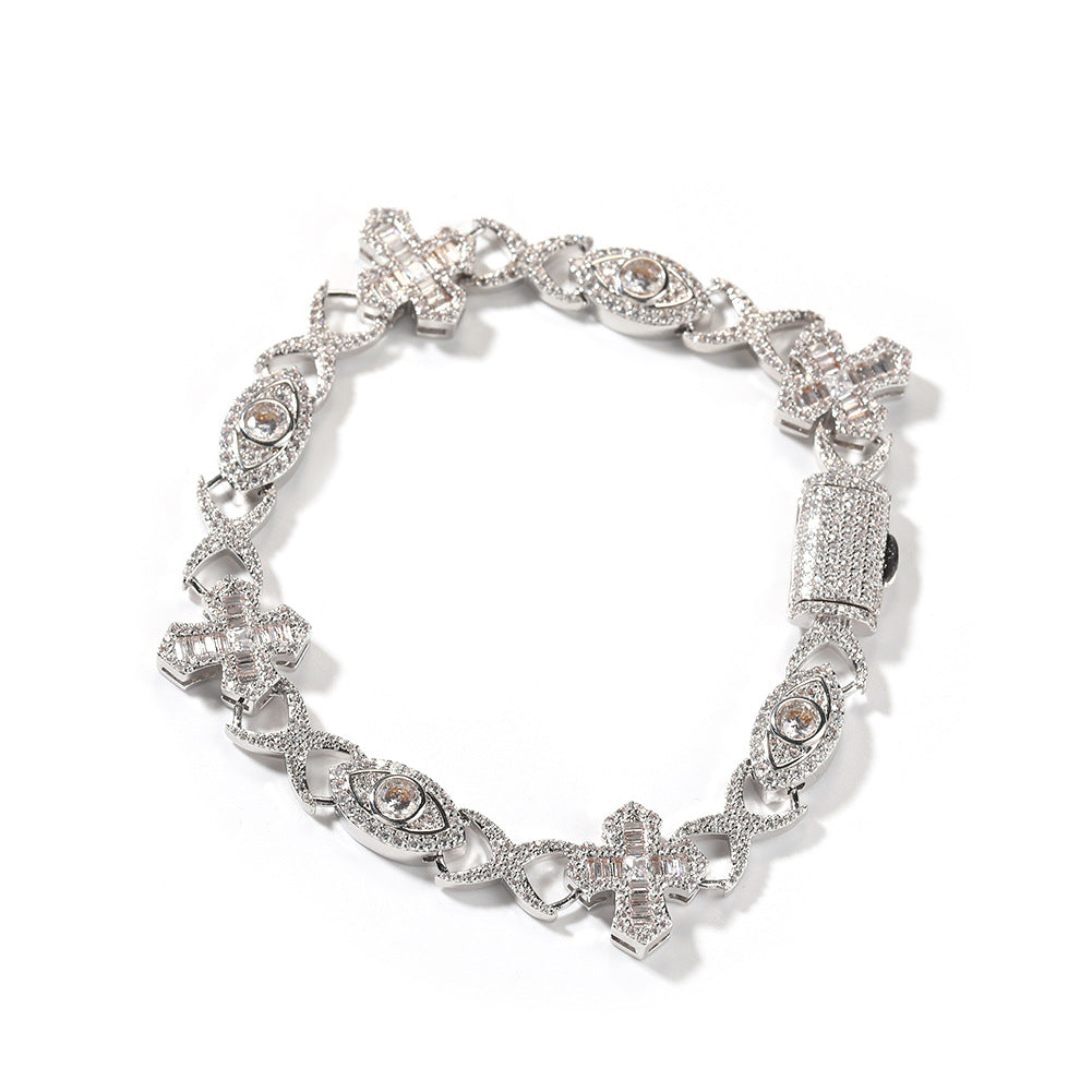 Hip Hop Zirconia Eye Cross Bracelet by nowadaysfashion