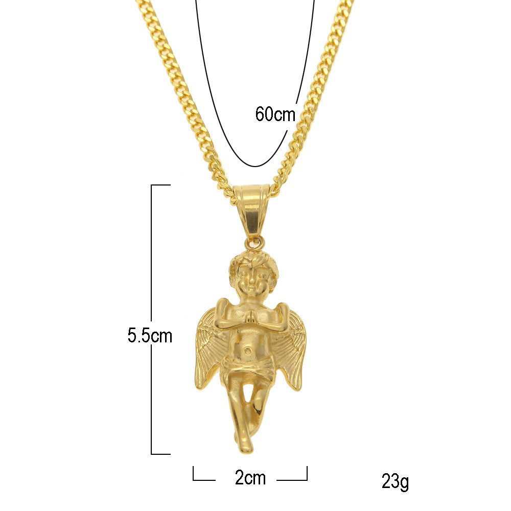Hip Hop Winged Angel Pendant Necklace by nowadaysfashion