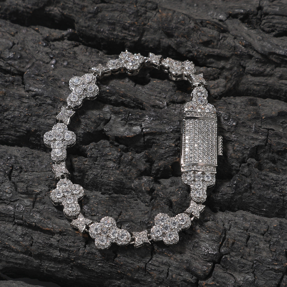 10mm cross flower star bracelet with micro-inlaid zircon by nowadaysfashion