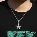 Hip-hop diamond-studded rotating five-pointed star necklace by nowadaysfashion