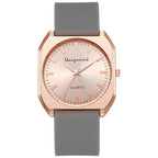 Simple, square quartz silicone watch with a stylish silicone strap