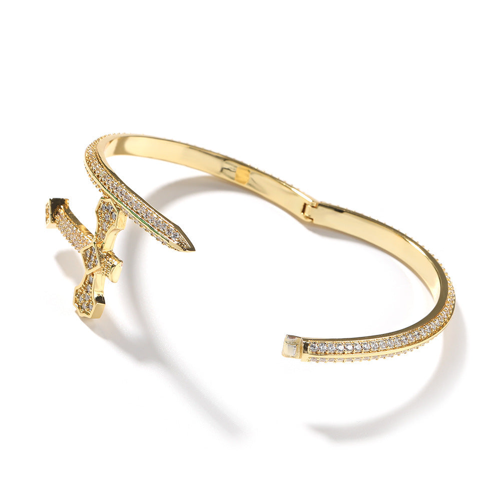 Hip-hop full-diamond justice sword bracelet inlaid with zircon by nowadaysfashion