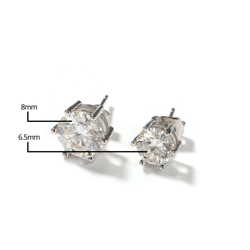 Hip-hop 925 silver moissanite six-prong earrings by nowadaysfashion