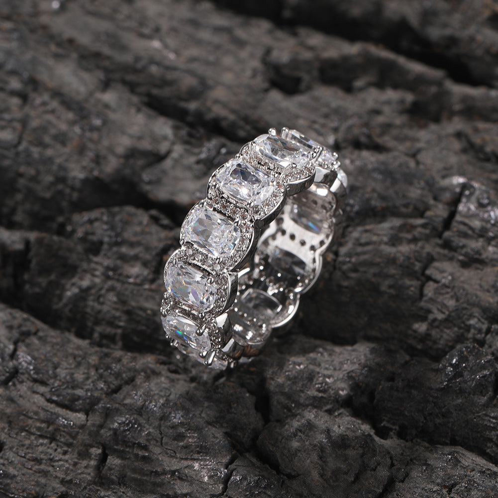 Cool and handsome men's hip-hop diamond-encrusted five-piece ring set by nowadaysfashion