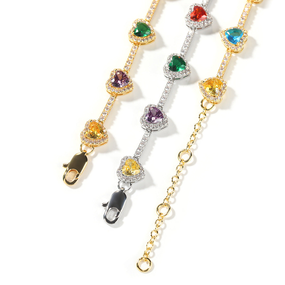Hip-hop colorful heart-shaped adjustable bracelet and necklace by nowadaysfashion