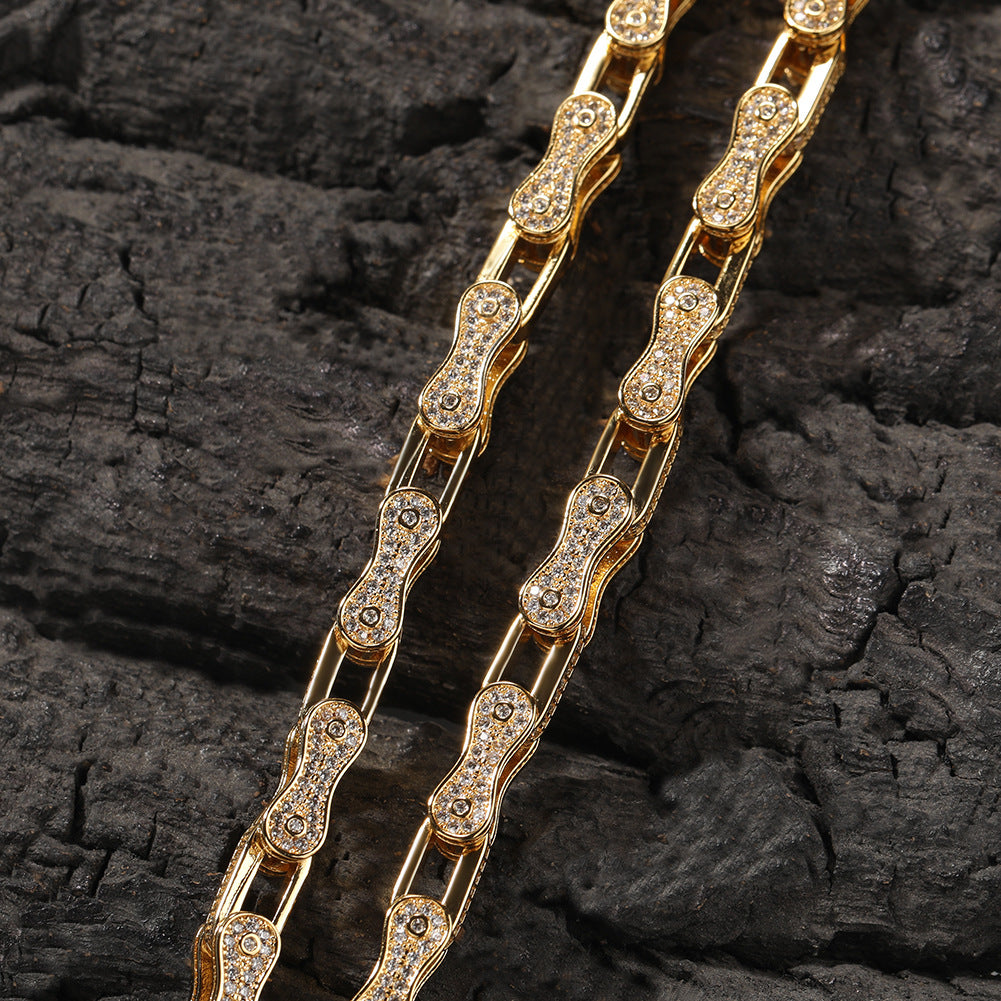 Hip Hop Rhinestone 5mm Bicycle Chain Necklace by nowadaysfashion