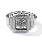 Hip-hop diamond-encrusted hollowed-out square watch by nowadaysfashion