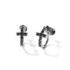 Hip Hop Zircon Black Spiral Clasp Cross Earrings by nowadaysfashion