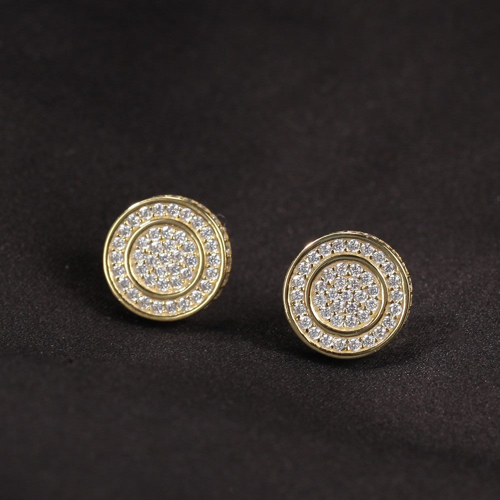 Hip Hop diamond-encrusted 925 silver stud earrings by nowadaysfashion