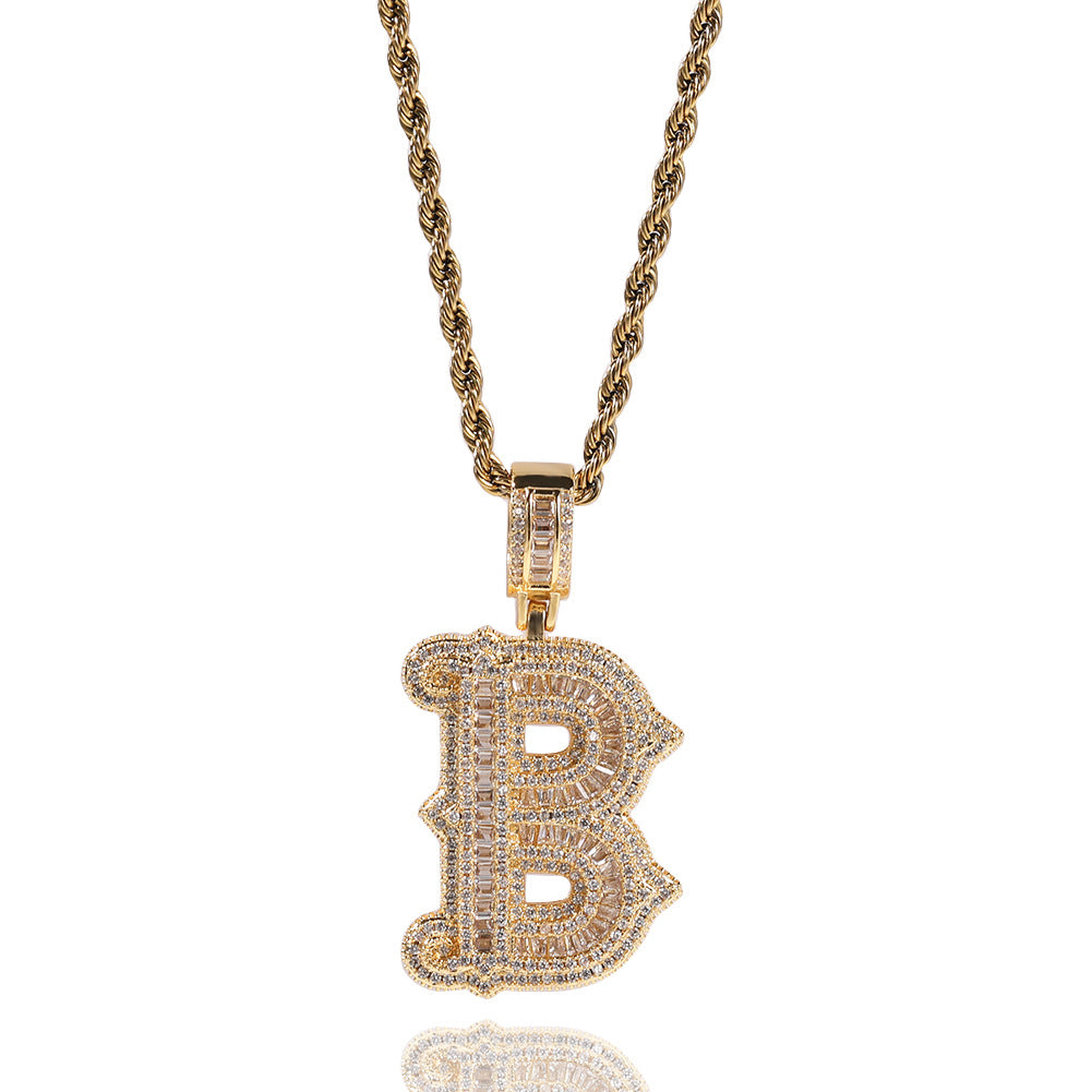 Hip-hop fully diamond-encrusted spiky rock sugar letter necklace by nowadaysfashion