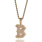 Hip-hop fully diamond-encrusted spiky rock sugar letter necklace by nowadaysfashion