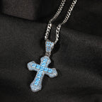 Blue Zircon Cross Hip-hop Necklace by nowadaysfashion