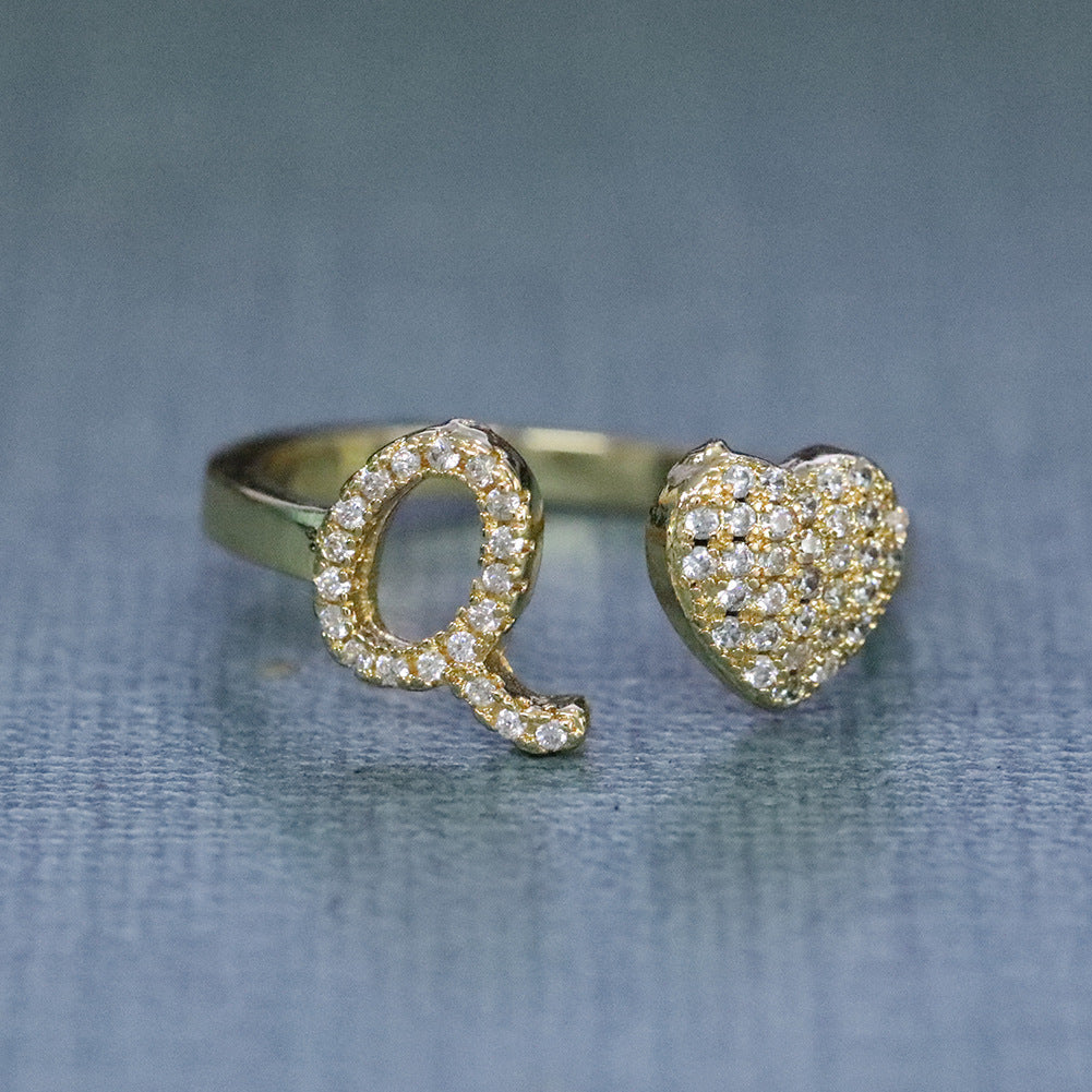 Hip-hop zircon-encrusted 26 English letters ring by nowadaysfashion